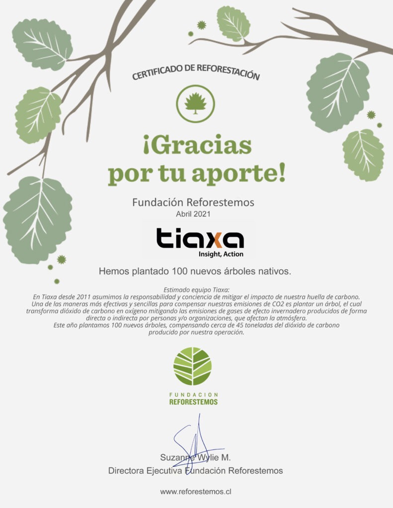 Certificado huella de carbono Tiaxa